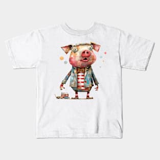 Whimsical Cute Mechanical Pig Kids T-Shirt